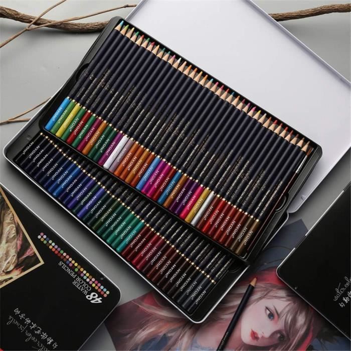 Ensemble de crayons de couleur de 48 couleurs pour adultes et enfants,  crayons de dessin pour croquis, arts, livres de coloriage pour adultes
