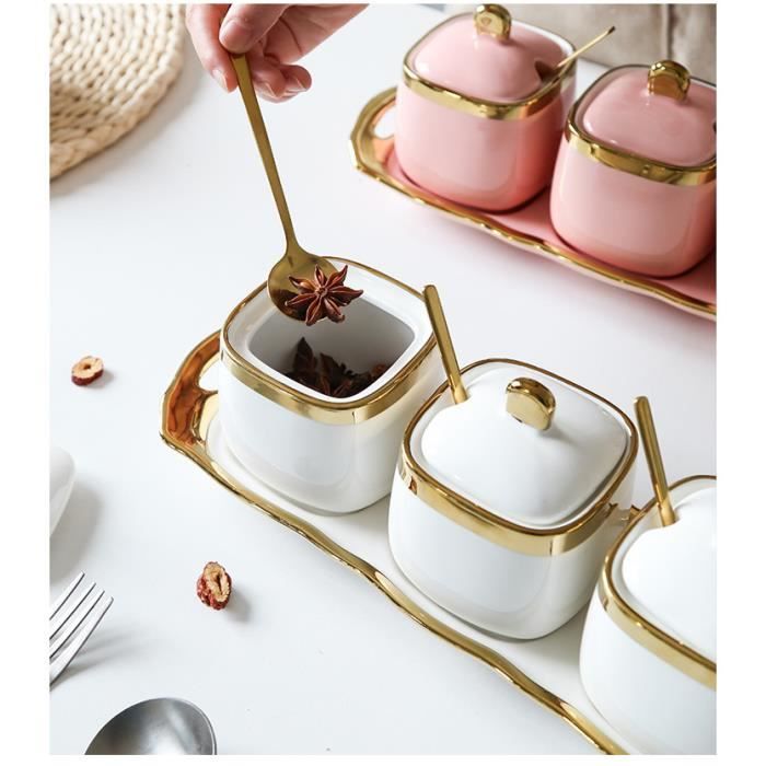 Lot De 3 Pots à Épices Mural Avec Cuillère - Boîtes Transparentes Autocollantes Pour Sel, Sucre, Poivre (Blanc)