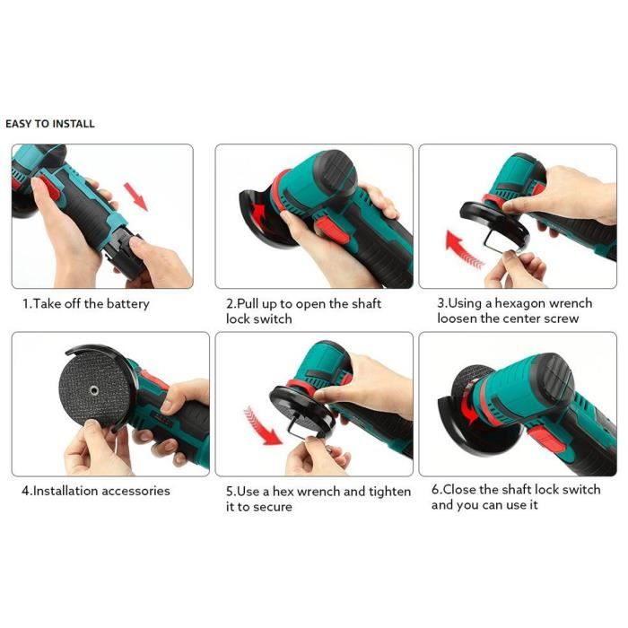 Mini Meuleuse Sans Fil 76 Mm - Avec 2 Batteries Et 6 Disques