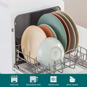 Lot De 6 Assiettes Creuses Noires 22cm - En Plastique Réutilisable - Pour Pâtes, Salades, Steaks (idéal Fêtes, Pique-nique)