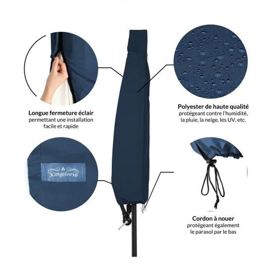 Housse parasol droit 210cm taupe protection contre l'humidité