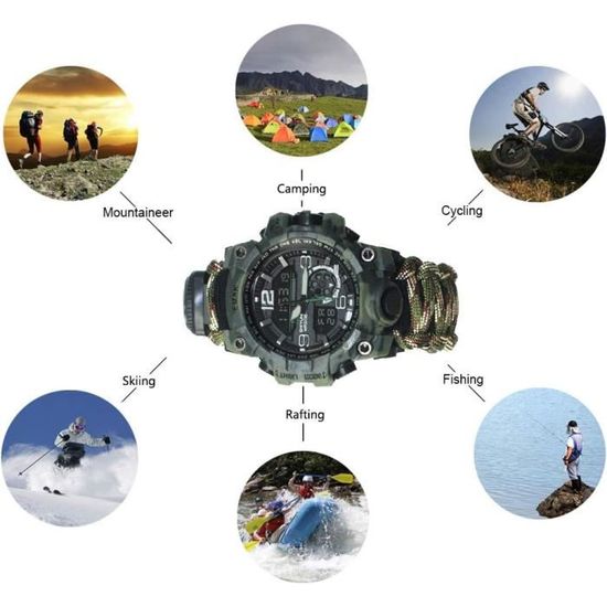 Bracelet de survie paracord, bracelet avec sifflet, boussole, pierre de silex, cadeau pour éclaireur, corde réfléchissante, cadeau de Saint-Valentin - France