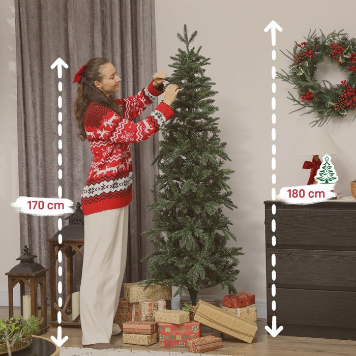 HOMCOM Sapin de Noël artificiel LED H.180 cm 899 branches télécommande