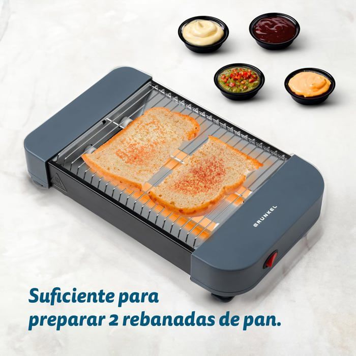 Grille-pain 1 Tranche Grunkel 300W - Compact, Plateau Ramasse-miettes, Sans Minuterie, 29x19 Cm