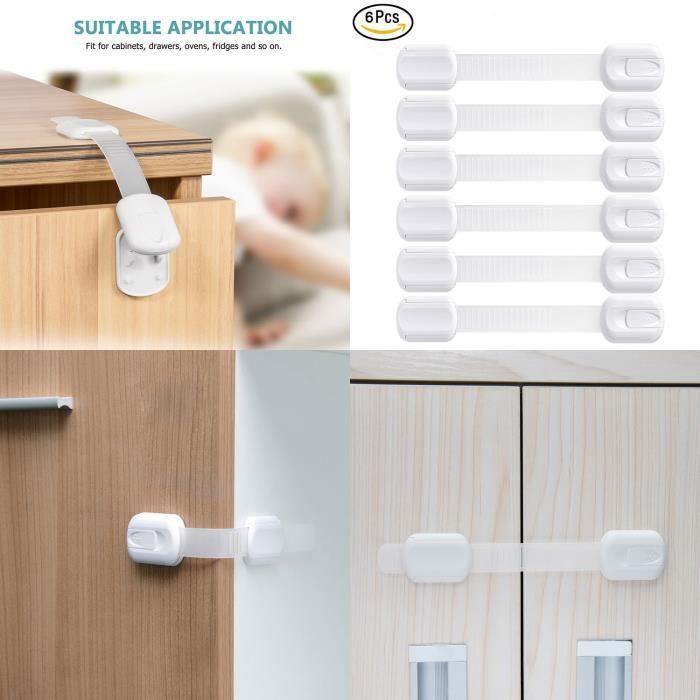 QUETO 4 Pcs Bloque Porte Serrure de Sécurité pour Enfant et Bébé Poignées  Rotatives Fenêtre Bébé Verrouillage Sécurité avec AdhésifParent