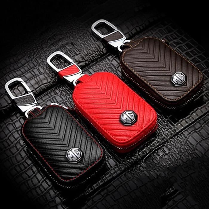 Noir-Étui clé de voiture en cuir pour Mg 6 Zs HS Mg3 Rui Teng Mg5 Rui Xing  Mg6 Remote Contrôle Smart Key Cover avec MG Logo Keycha