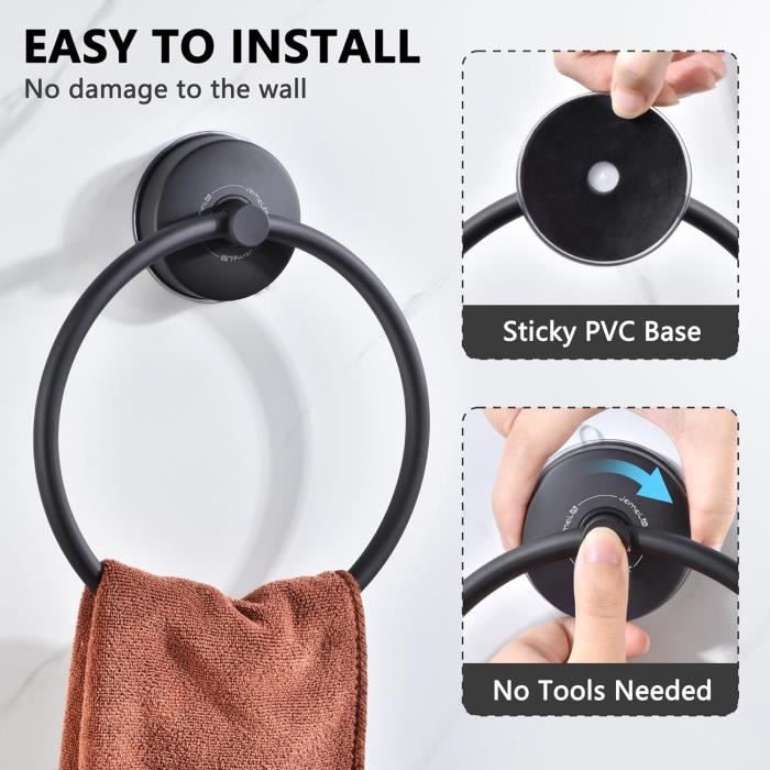 1 Pièces Porte Serviette Adhesif Salle de Bain Fort Anneau Porte-Serviette, Acier Inoxydable, Le Chromé (Noir) | Leroy Merlin 1 Pièces Porte Serviette Adhesif Salle de Bain Fort Anneau Porte-Serviette, Acier Inoxydable, Le Chromé (Noir) | Leroy Merlin