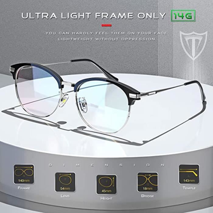 Ototon® Lunette Anti Lumiere Bleue Ultra Léger TR90 + Métal Anti Fatigue  Filtre UV Monture de Lunettes pour Homme Femme - Or - Cdiscount Bijouterie