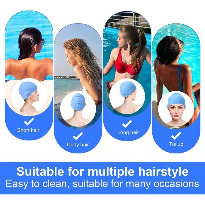 Bonnet De Bain Silicone Adulte/Ado - Imperméable Et Antidérapant - Pour Cheveux Longs/Courts - Multicolor