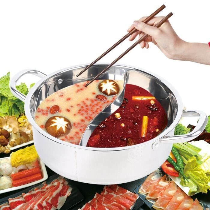 Casserole Double Compartiment Inox Pour Fondue Et Hot Pot - Compatible Induction, 33 Cm, Familial/restaurant - 5