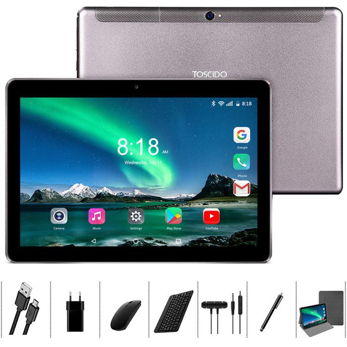 Tablette 10 Pouces Android, 4G Lte Tablettes Avec 2 Sim Slot 4Gb Ram