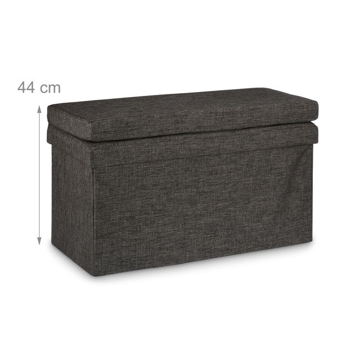 Tabouret De Rangement Pliable En Toile De Jute - 32x32x32 Cm, Charge 100 Kg, Jaune, Pour Chambre, Couloir - 4