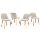 Goeurvant Chaises modernes avec coussin épais, dossier ergonomique et pieds bois, style et confort réunis - Lot de 4 - Beige