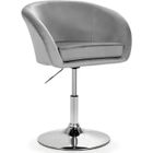 GIANTEX Tabouret de Bar en Velours,Chaise de Coiffeuse Pivotante à 360°,Hauteur Réglable,Fauteuil Rembourré Cadre en Métal,Gris