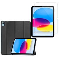 Coque Smart Noir Premium pour iPad 10ème Génération 10,9 Pouces 2022 et Film verre trempé [Toproduits®]