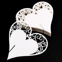 50x Etiquette Marque-verre Porte-Nom Marque-Place Coeur symétrique pour mariage