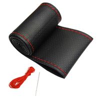(Noir-1)Kits de couverture de volant de voiture convient pour 15 "38cm aiguilles en cuir antidérapantes fil doux accessoires d'int