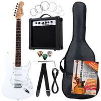 Rocktile Banger's Pack Guitare électrique Blanc - Kit avec Ampli de 25 W, Housse, Sangle, Câble, Cordes et Médiators