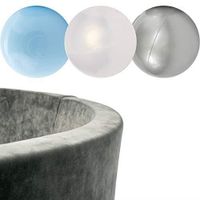 Piscine à balles pour bébé MISIOO - 150 balles - 90 x 30 cm - Gris Clair/Bleu/Blanc/Argent