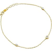 Orovi Bracelet pour femme en or jaune 375 avec diamants brillants 0,14 carats 18 cm, Dore