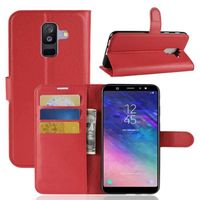 Étui Samsung Galaxy A6 PLUS, Rouge Élégant Cuir Silicone Folio Housse Protection 360 Intégrale Antichoc Ultra Mince