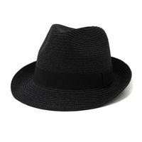 Casquette,Chapeau de soleil pour hommes et femmes,chapeau européen classique en paille,chapeau Fedora - Type Black - Adult 56-58CM