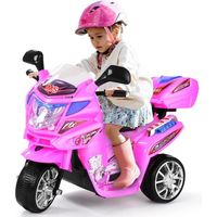 Moto Électrique Enfant 3 Roues DREAMADE - Rose - Phare LED - Coffre de Rangement