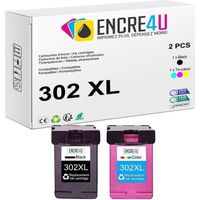 302XL ENCRE4U - Lot de 2 cartouches : 1 x NOIR ( 600 pages ) + 1 x COULEURS ( 400 pages ) compatibles avec HP 302 XL HP302 HP302XL