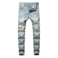 Jeans déchirés homme Pantalon jeans homme Jean Droit Hommes Jean à délavage élastique slim Casual (Taille US) 