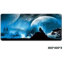 Tapis de Souris Gaming XXL ( 900x400x2mm ) -  Base en Caoutchouc Antidérapant - loup