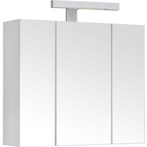 ARMOIRE DE TOILETTE Armoire de salle de bain 60 cm - ALLIBERT BATH & DESIGN - PIAN'O - LED et prise - 3 portes miroir