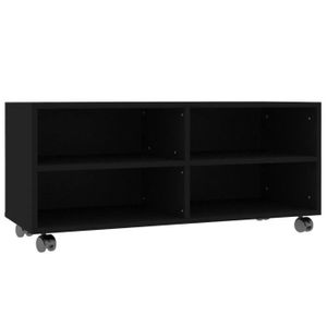 Festnight Meuble TV avec roulettes Meuble de Rangement pour Salon Noir Brillant 90x35x35 cm Agglom/ér/é