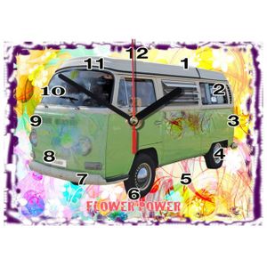 VW Vert Camping-car fait main horloge murale 19.6 cm 8"/28.5 cm 11"