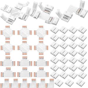 72 Pcs 2 Broches Kit Connecteurs de Bande LED Extension LED Connecteurs d'Adaptateur LED sans Soudure en T Connecteur sans Soudure en L 8 mm Connecteurs en X pour SMD 3528 2835 LED Light 