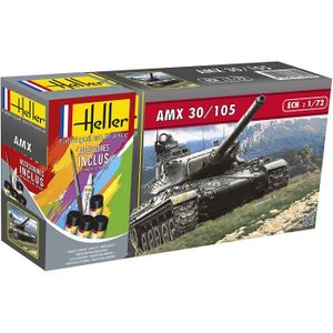 VOITURE À CONSTRUIRE Maquette de chars d'assaut Heller - AMX 30/105 - Gris - Kit de modélisme, 56899