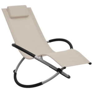 CHAISE LONGUE Chaise longue pour enfants - VIDAXL - Crème - Pliable - Textilène - Oreiller inclus