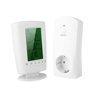 Climatisation Appareils Electriques EU 110-240V Prise de Thermostat sans Fil Wireless Thermostat d’ambiance programmable Intelligent avec Affichage Température et Heure Convient pour Radiateur 