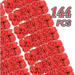 FLEUR ARTIFICIELLE 144 pièces rouge 2.5cm ruban fil PE mousse artificielle rose fleur tête mariage boîte à bonbons bricolage matériel fleur