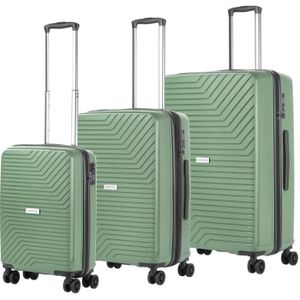 SET DE VALISES CarryOn Set de 3 valises rigide -  Transport avec serrure TSA et USB 55cm - Set de bagages Vert