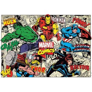 PUZZLE Puzzle Adulte Marvel Comics : Hulk Iron Man Captain America Thor Black Window - 1000 Pieces - Educa Collection Super Heroes