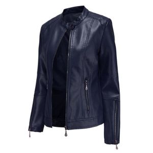 Veste simili cuir bleue Cdiscount
