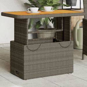 TABLE DE JARDIN  Meuble Table de jardin - Gris - 90x55x71cm Résine tressée et bois d'acacia 11.6 KG