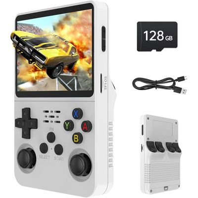 R40S Console Portable 30000 Jeux Rétro - Écran IPS 3.5" Batterie 3800mAh 256Go Vert Transparent
