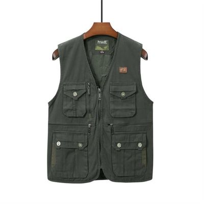 Gilet de Peche Homme Multi Poches Grande Taille Casual Vert Cdiscount Sport