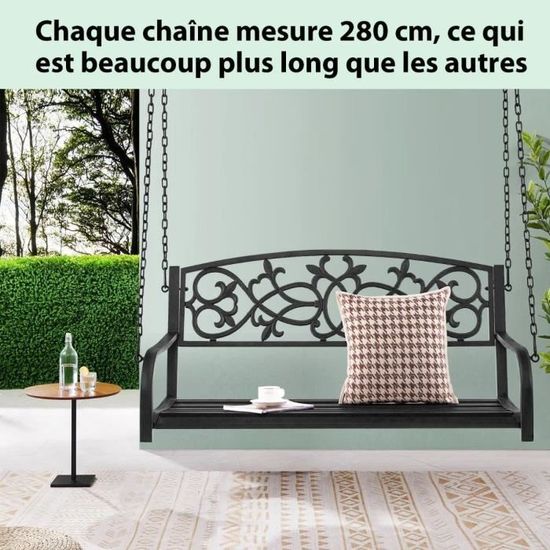 Banc Suspendu Relaxdays Pour 2 Personnes - Design Vintage, Métal, Pour Jardin Et Terrasse