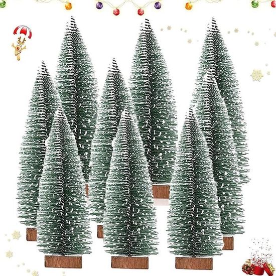 27 Pièces Mini Sapin De Noël Artificiel Avec Base En Bois Miniature