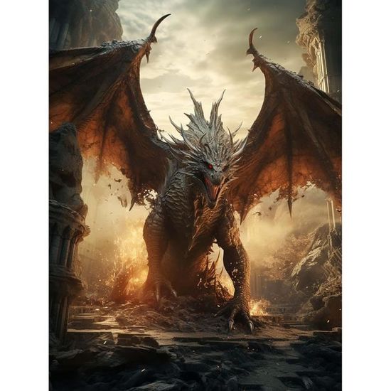 Diamond Painting - Dragon Opale des Runes Nocturnes (70cm x 105cm) main image 1