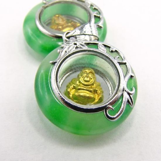 Pendentif Donut Ovale En Jade Vert – Pierre Naturelle (Naturosphère) – Neuf
