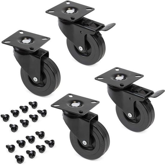 Sourcing Map – Lot De 4 Roulettes Pivotantes 3,8 Cm, Plaque Rotative 360°, Pour Meubles – Charge Lourde, Facile à Installer