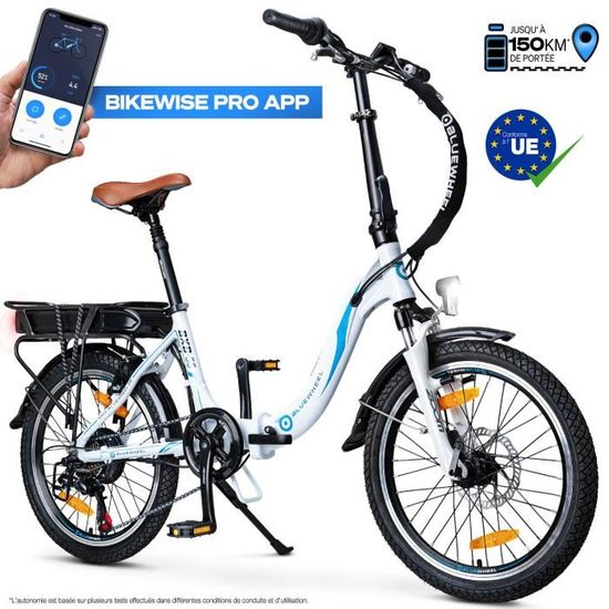 BLUEWHEEL e-Bike 20" BXB55|Dérailleur Shimano 7 Vitesses | appli, Moteur 250W, Batterie Amovible